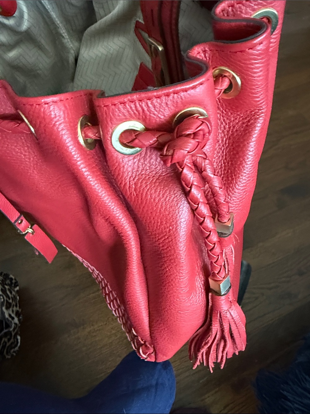 Lodis Red Braided-Trim Shoulder Bag - Picture 6 of 6